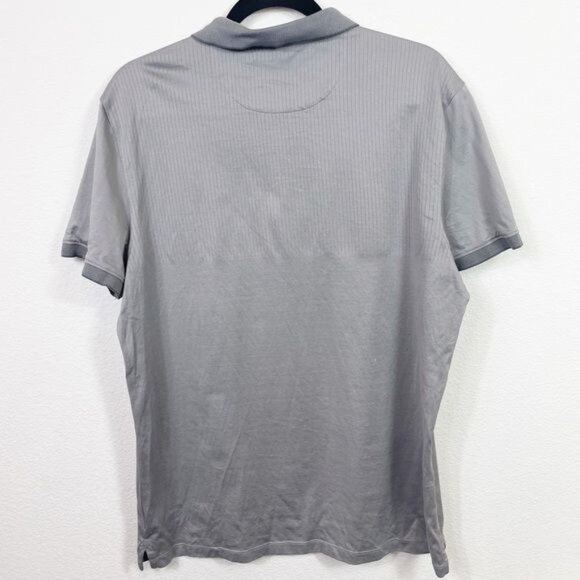 Calvin Klein Mens Gray Polo Shirt L Slim Fit 100% Cotton Ribbed Collar Premium Q - Picture 3 of 8